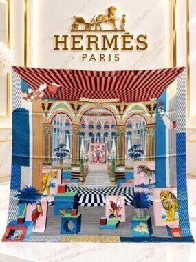 Authentic Hermès Grand Théâtre Nouveau Silk Scarf 90 Multicolor Carré 35 Luxury